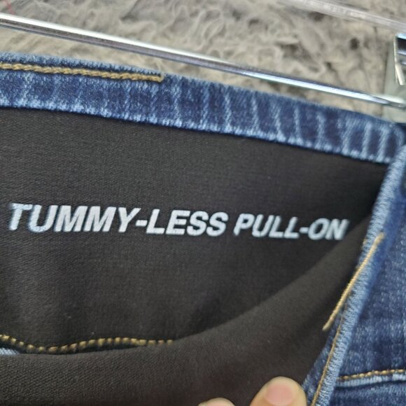 New York & Co Jeans Womens Large Blue Cropped Tummy-Less Pull-On Stretch Denim - Picture 3 of 11